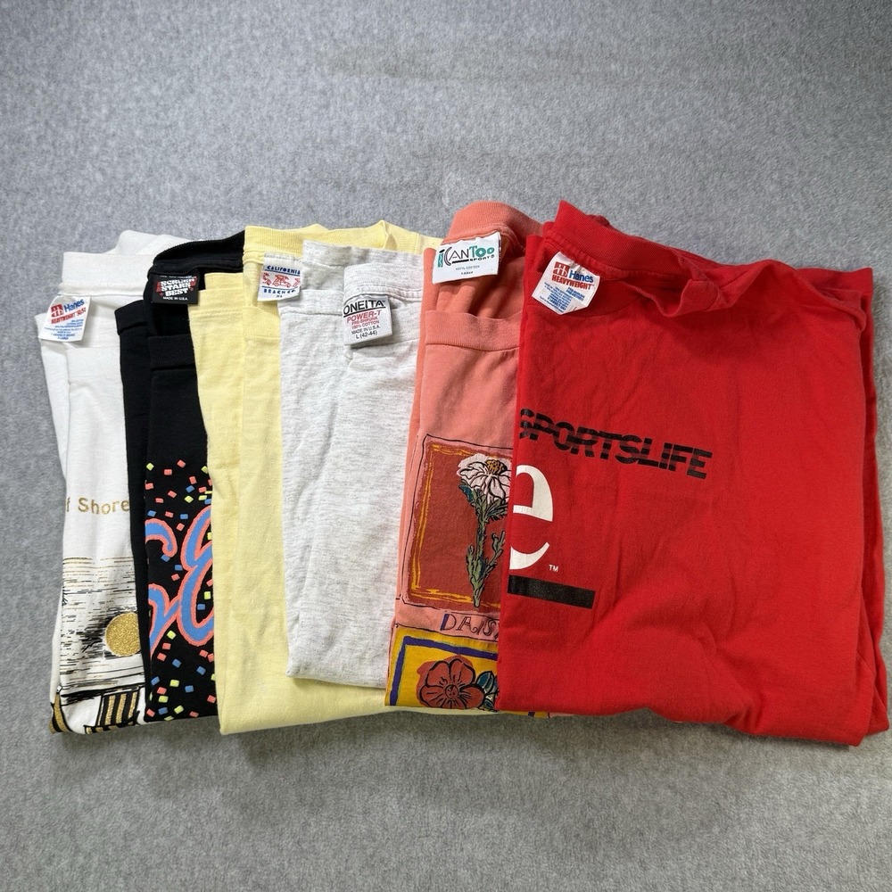 Vintage‎ 80s 90s Single Stitch T-Shirt Lot (6) USA Made L/XL - Reseller Bundle
